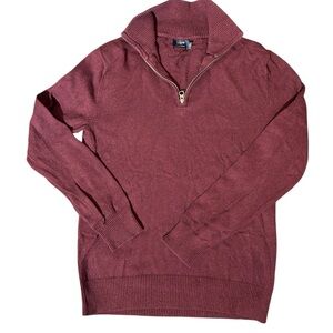 J.Crew Harbor Cotton Half Zip Sweater XS Burgundy Merino Blend